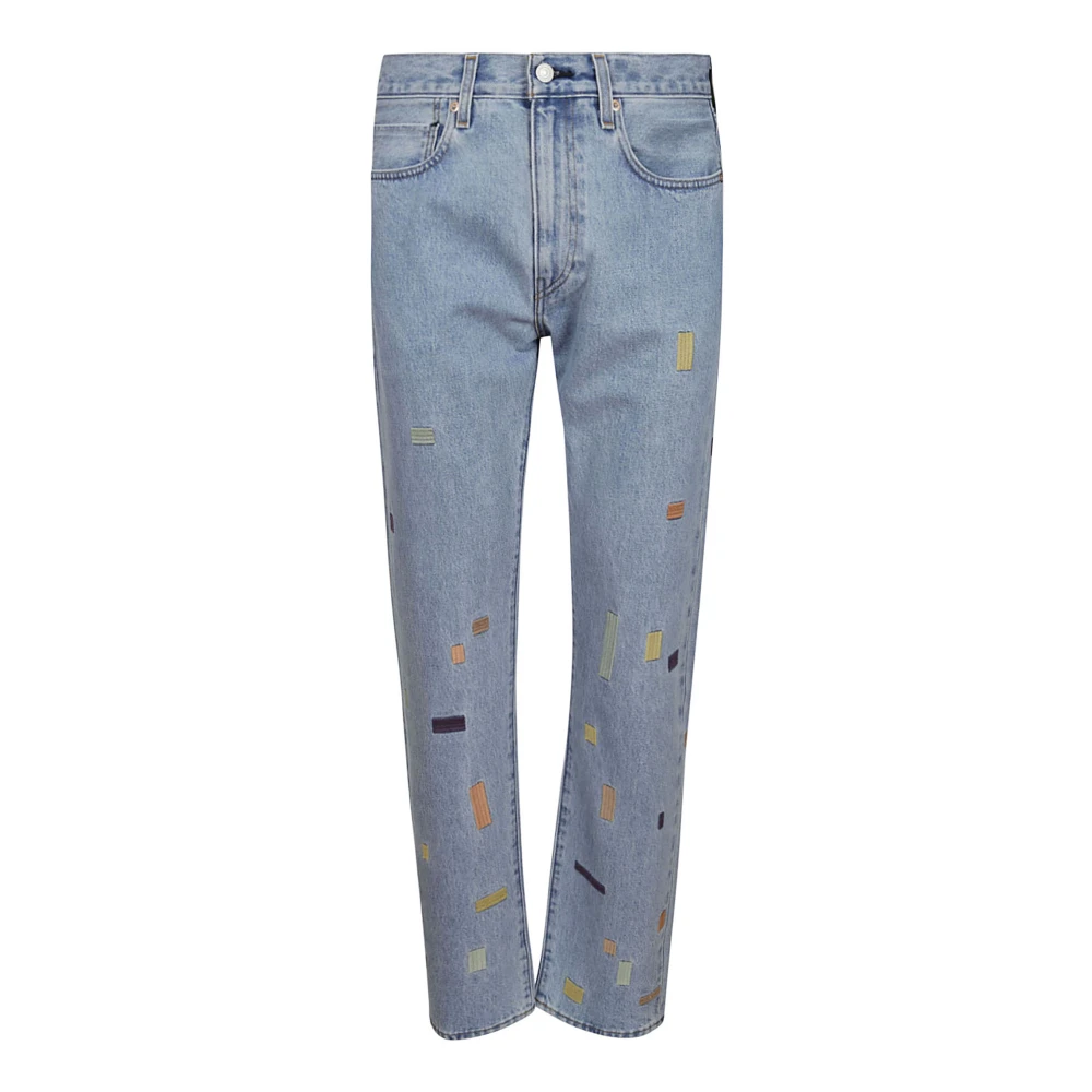 Levi's Men's Blue Colorful Slim-Fit Jeans With Decoration