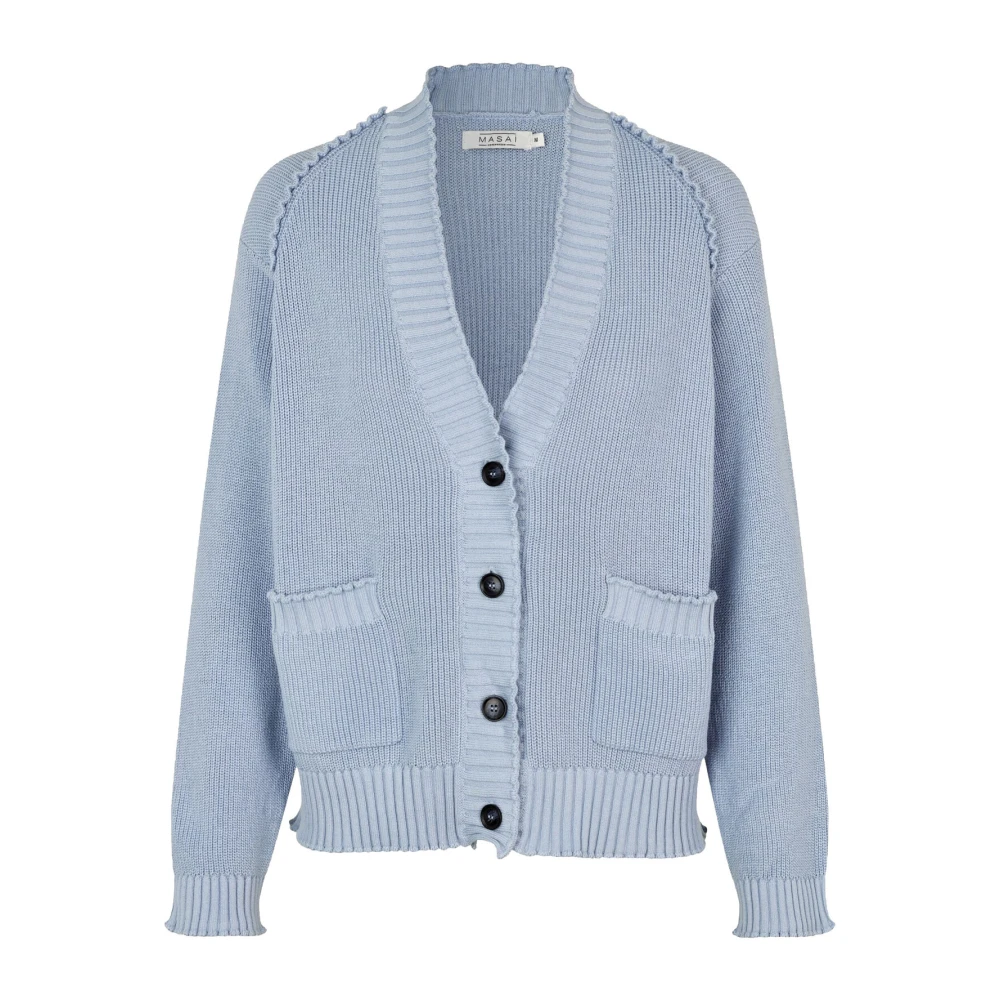 Masai Blauwe Mist Cardigan met Ruches en Zakken Blue Dames