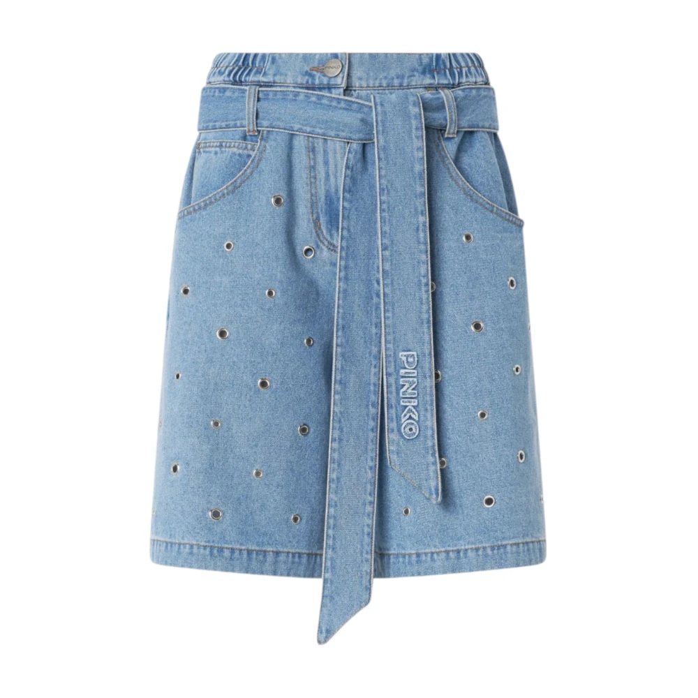 Pinko Women's Blue Denim Shorts, W25, Eyelet Denim Shorts