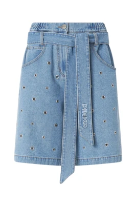 Eyelet Denim Shorts