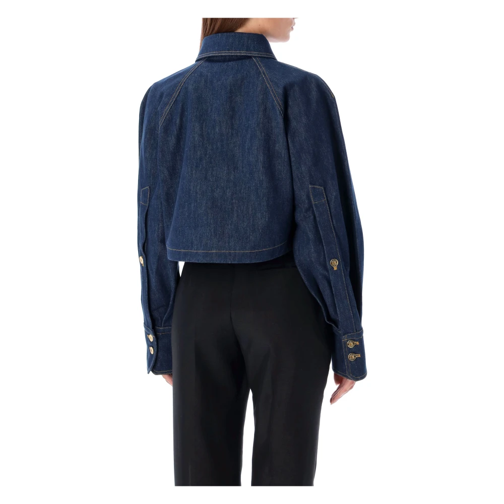 Patou Rodeo Blue Cropped Denim Shirt Blue Dames