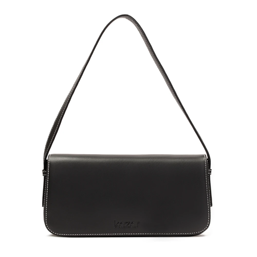 Kazar Zwarte leren handtas in minimalistische stijl Black Dames