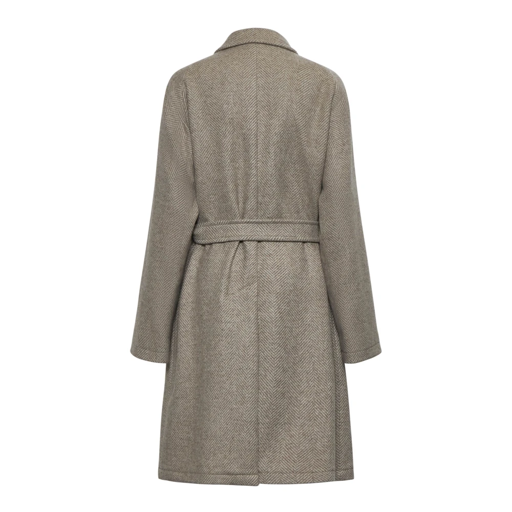 Tagliatore Duifgrijs Visgraat Wol Kasjmier Jas Beige Heren