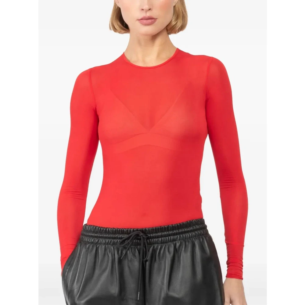 Wardrobe.nyc Doorschijnende Bodysuit Red Dames