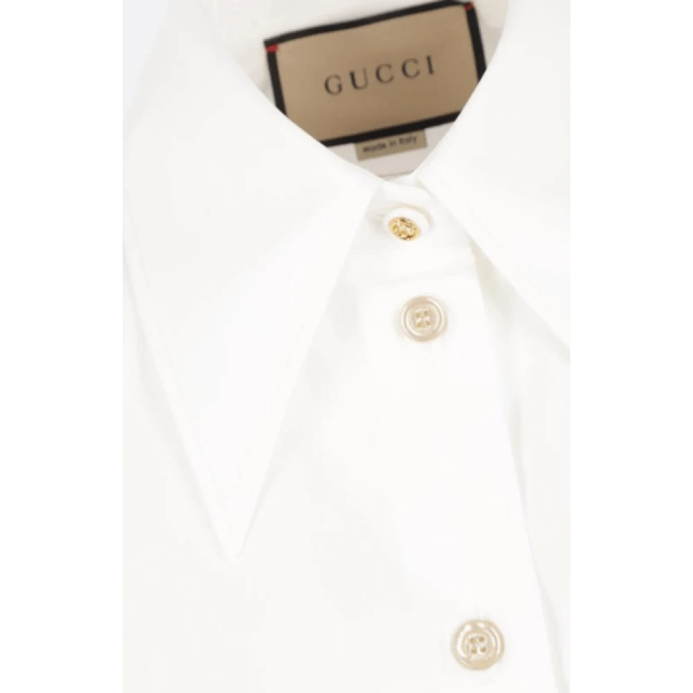 Gucci Geknoopte katoenen overhemd White Dames