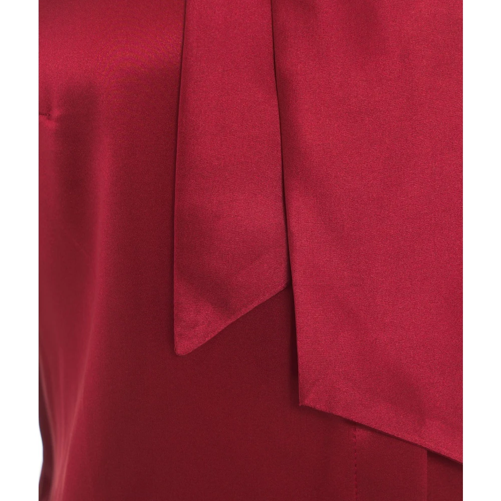 Himon's Rode Zijden Blouse Sjaalkraag Red Dames