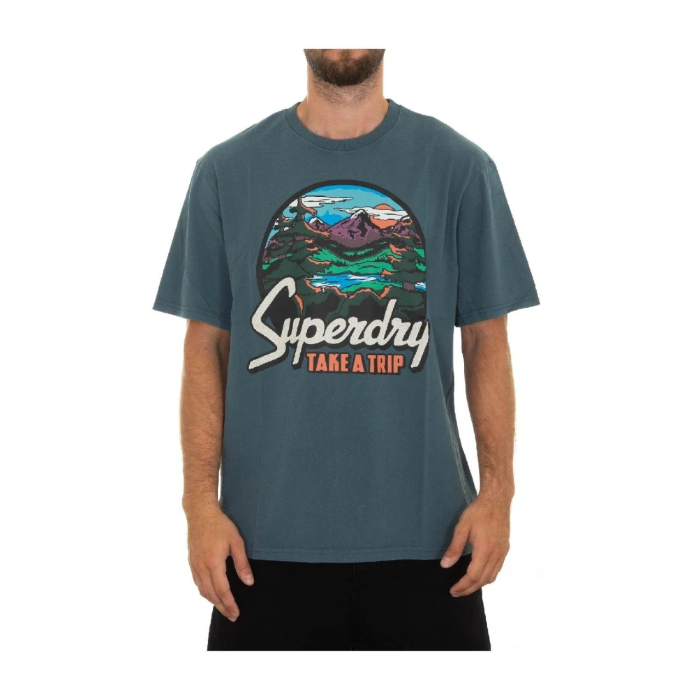 Superdry Blauw Reis T-shirt Blue Heren