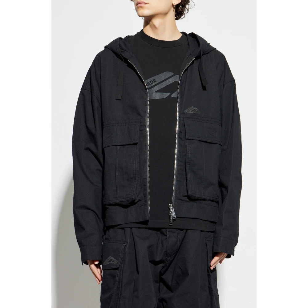 Dsquared2 Lichtgewicht jas met capuchon Black Heren