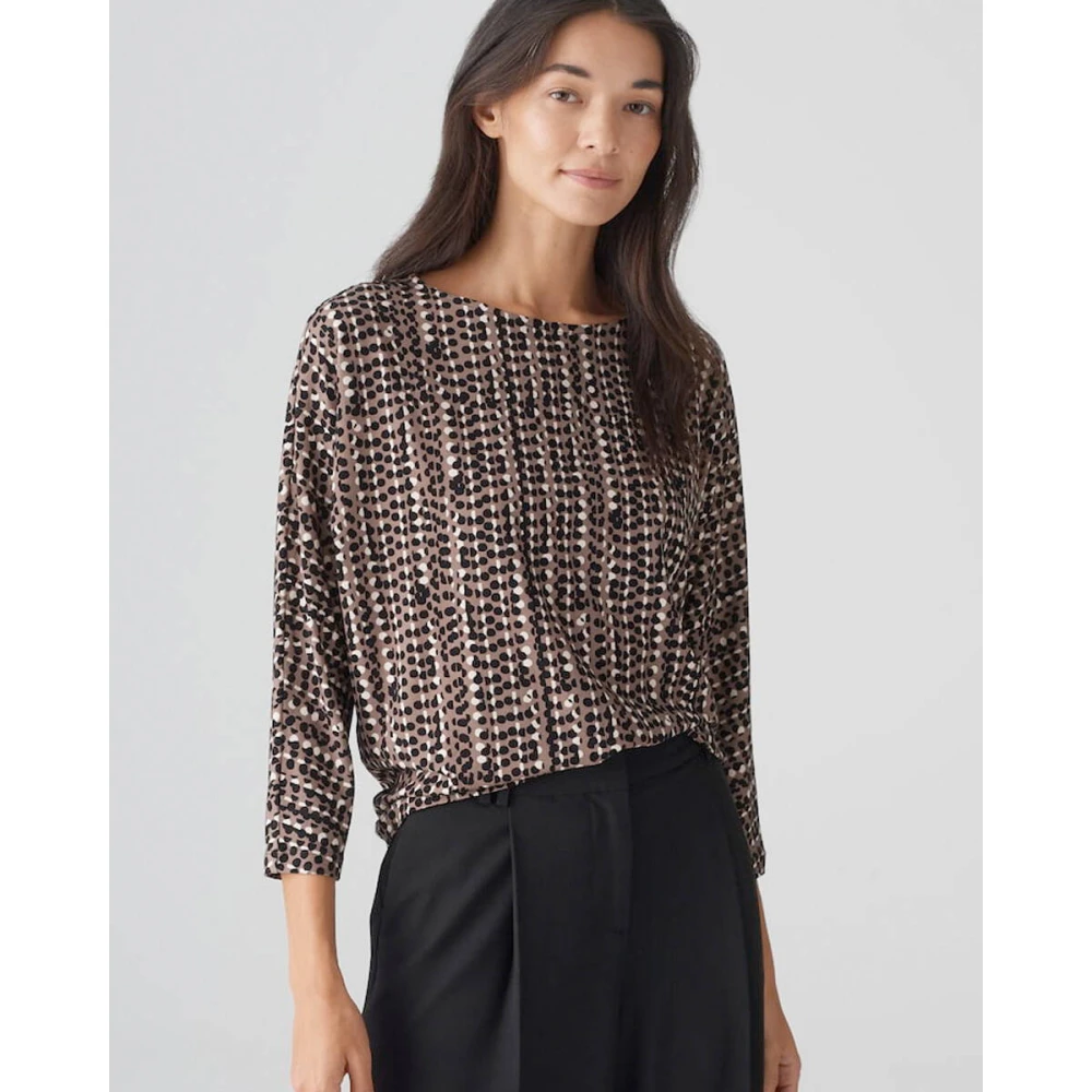 Opus Top met korte mouwen en Sebry Shine Beige Dames