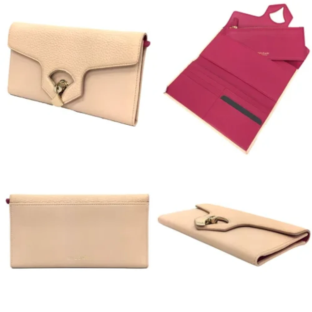 Bvlgari Vintage Pre-owned Leather wallets Beige Dames