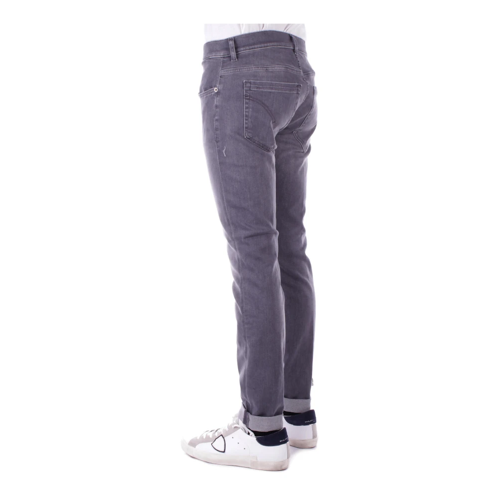 Dondup Skinny Logo Broek met Knoopsluiting Gray Heren
