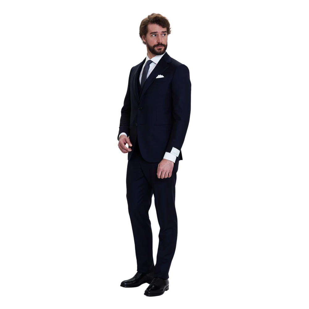 Caruso Blauw Wol Pak Norma Jurk Blue Heren