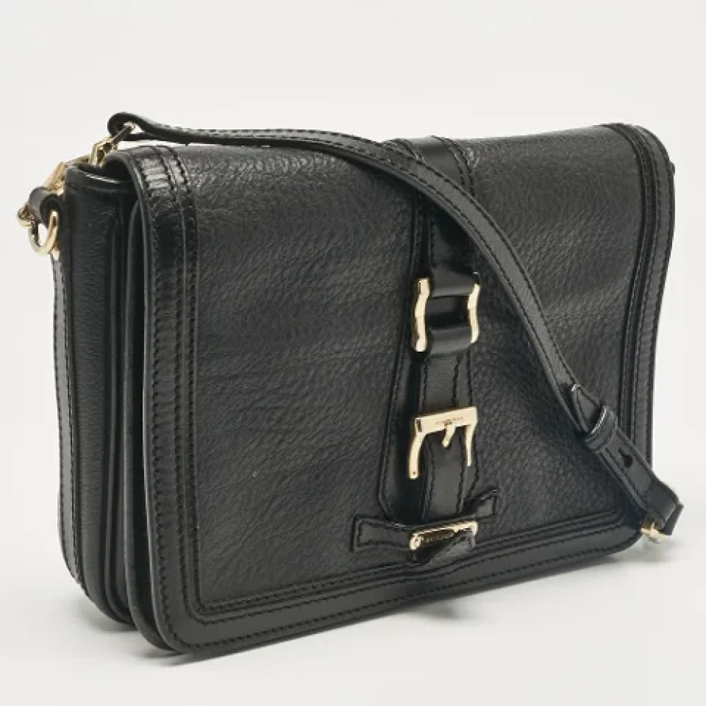 Burberry Vintage Pre-owned Leather shoulder-bags Black Dames