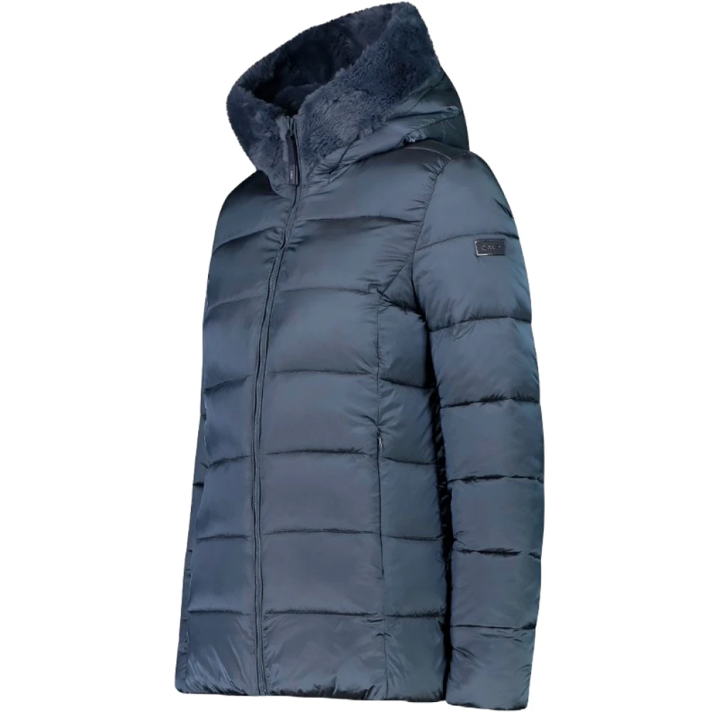 CMP Blauwe Winterjas met Synthetische Bont Blue Dames