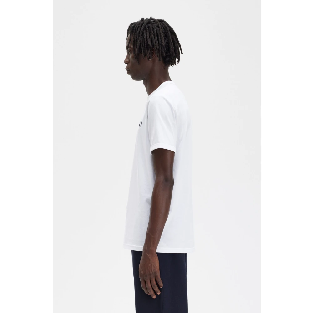 Fred Perry Logo Jersey Katoen T-Shirt Regular Fit White Heren