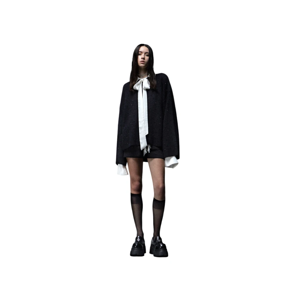 Aniye By Zwarte Alpaca Trui met Uitlopende Mouwen Black Dames
