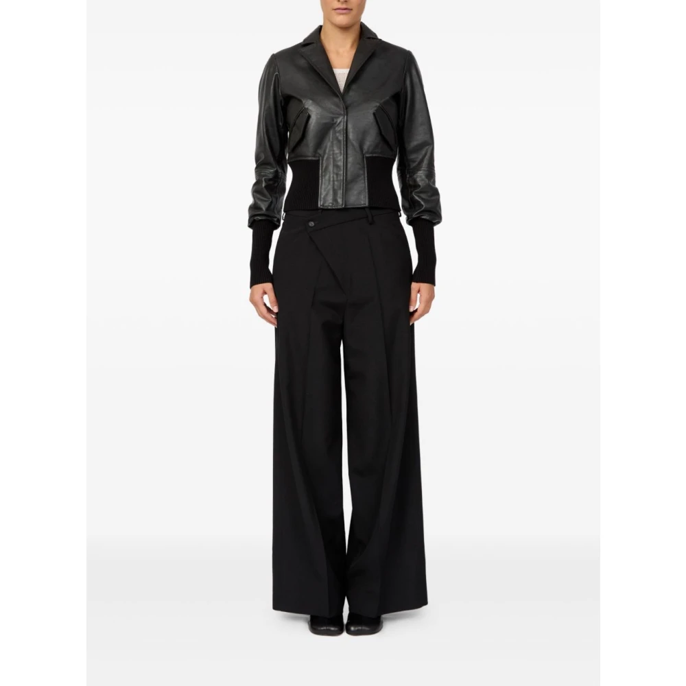 MM6 Maison Margiela Zwarte Leren Sportjas Black Dames
