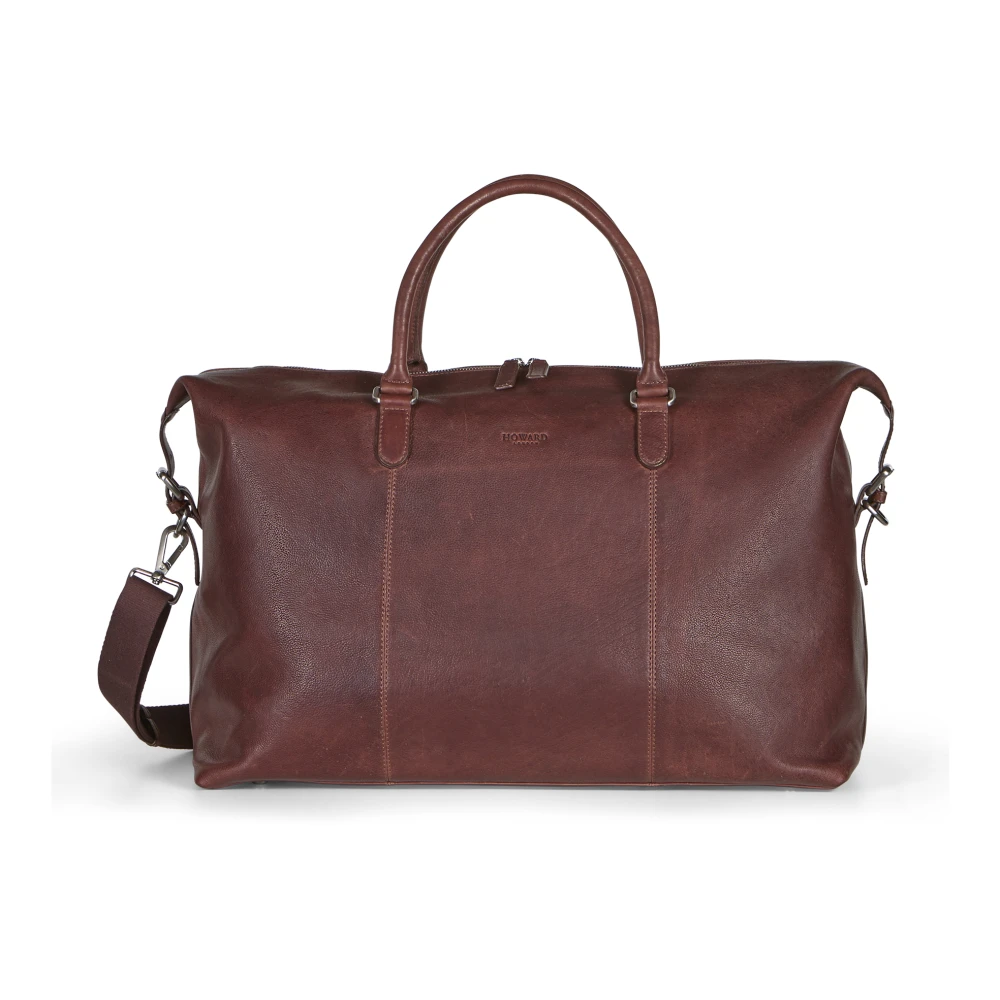 Howard London Bruine leren weekendtas Brown Heren