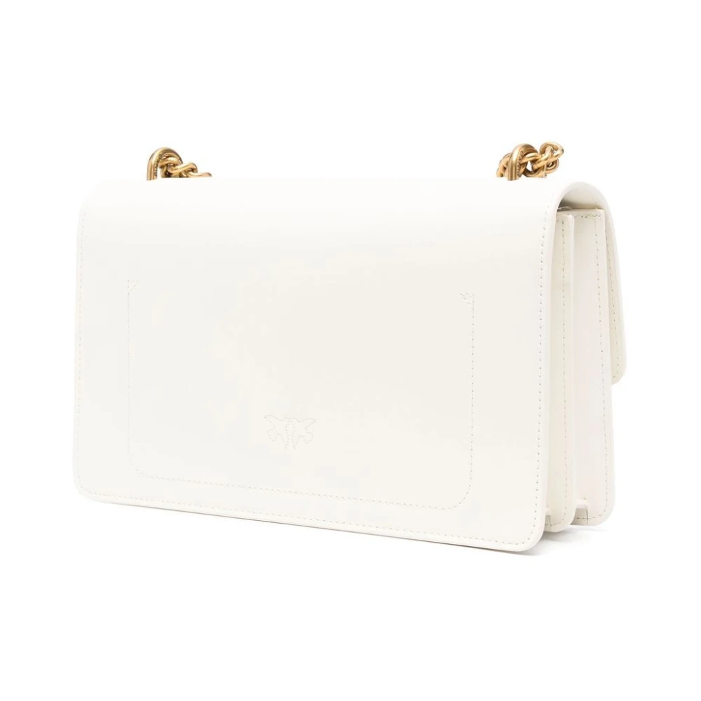 pinko Goudkleurige logoplaquette schoudertas Beige Dames
