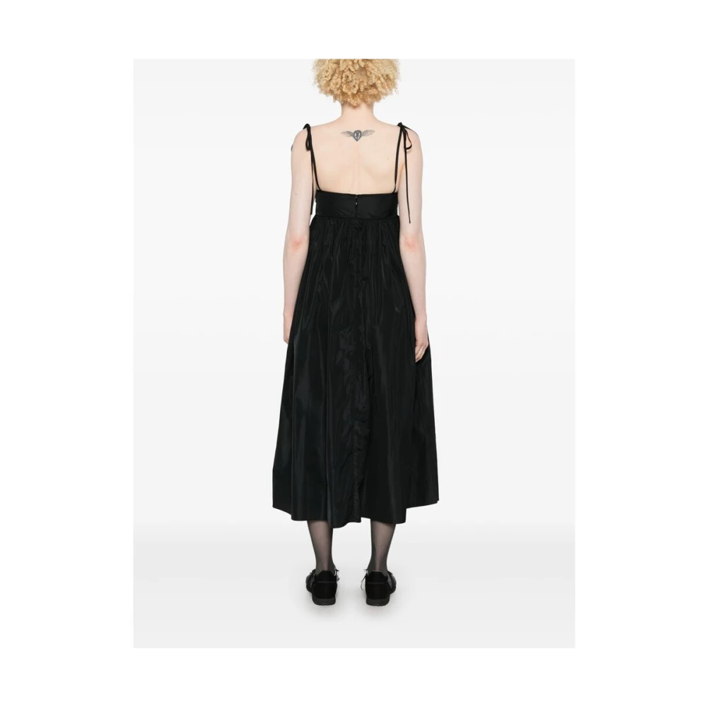 Cecilie Bahnsen Zwarte Stropdas-Fastening Jurk Black Dames