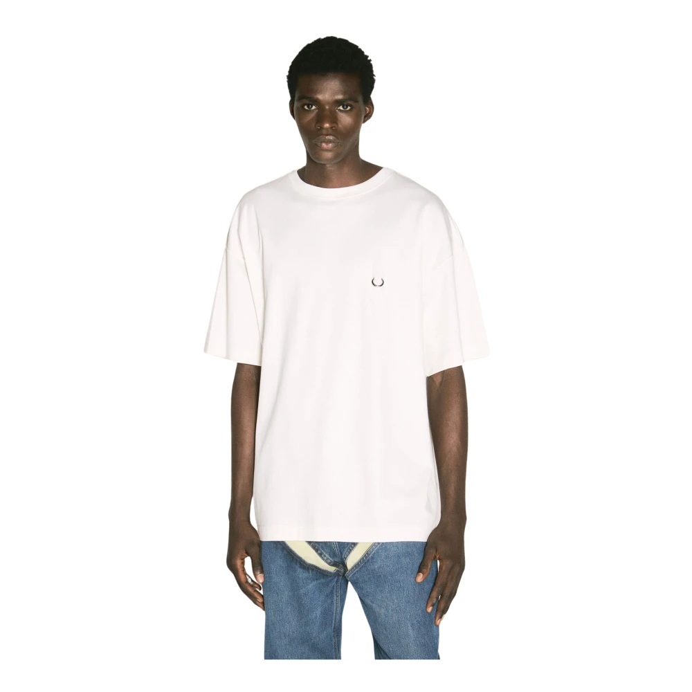 Mugler Silver-tone Hardware Bomull T-shirt White, Herr