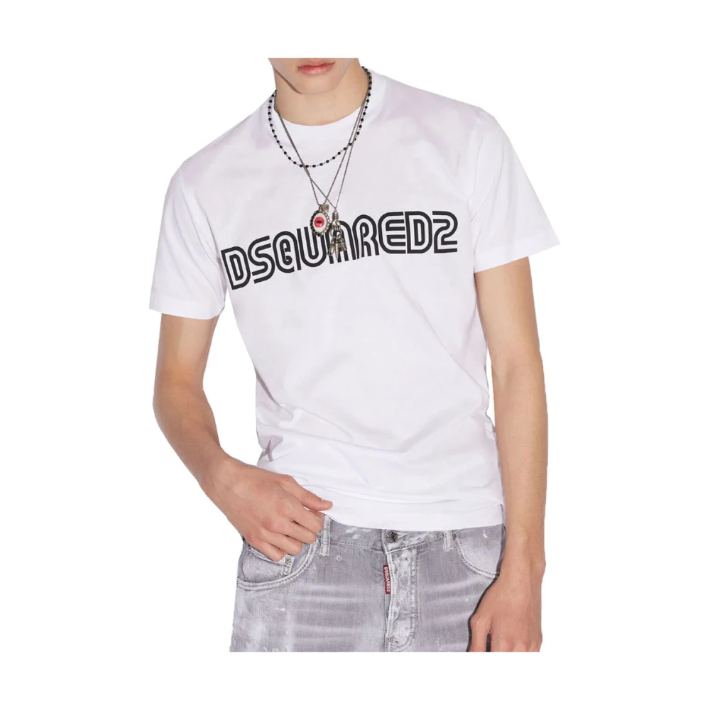 Dsquared2 Heren Katoenen Logo Print T-shirt White Heren