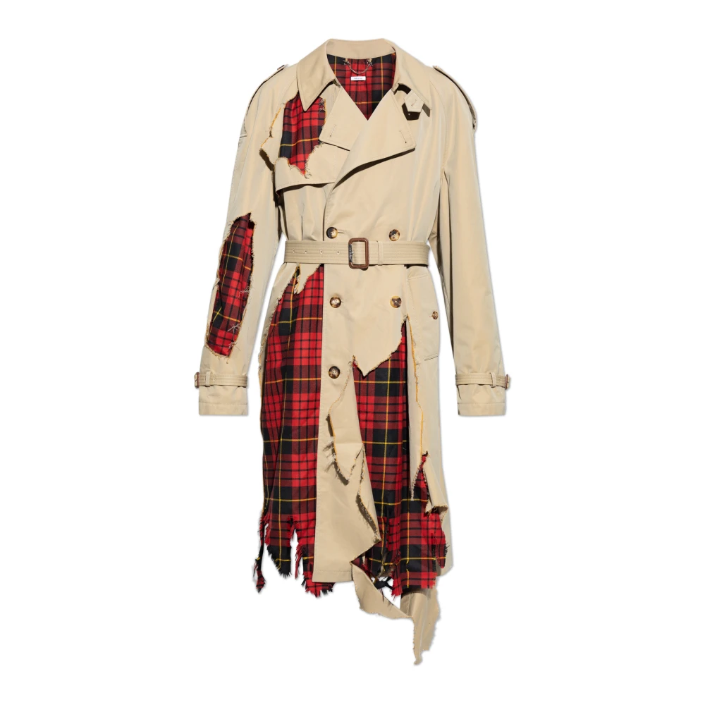 Alexander mcqueen Beige Trenchcoat met Tranen Details Beige