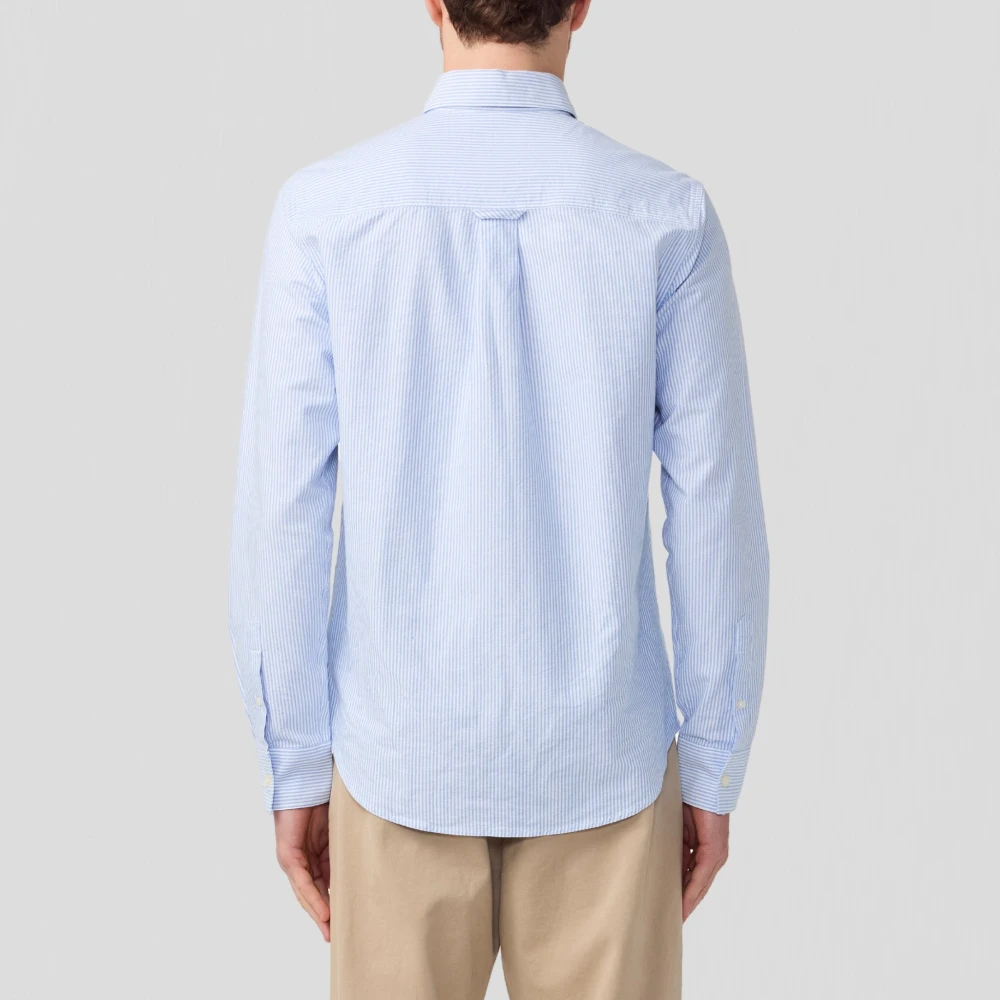 Nn07 Blauw Gestreept Oxford Overhemd Blue Heren