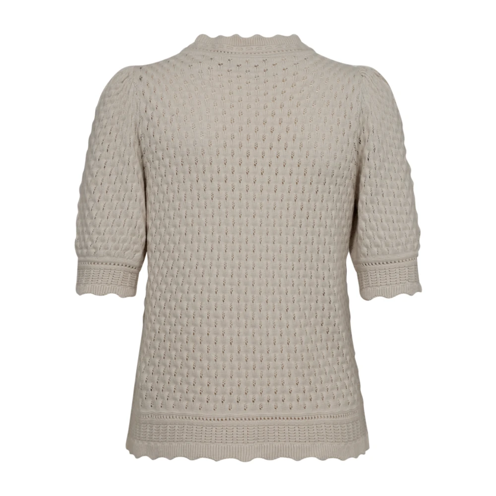 Freequent Moonbeam Pullover met korte pofmouwen Beige Dames