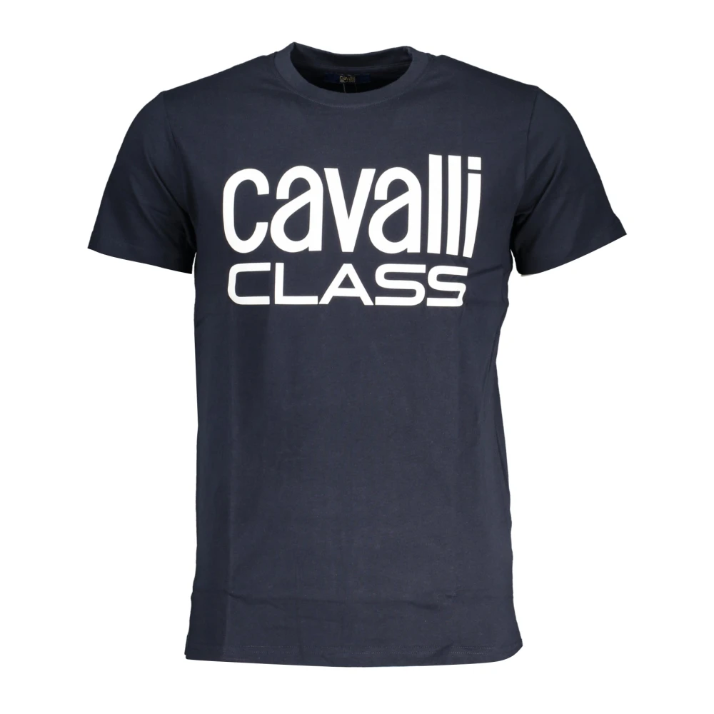 Cavalli Class Blauw T-shirt met korte mouwen en logo Blue Heren