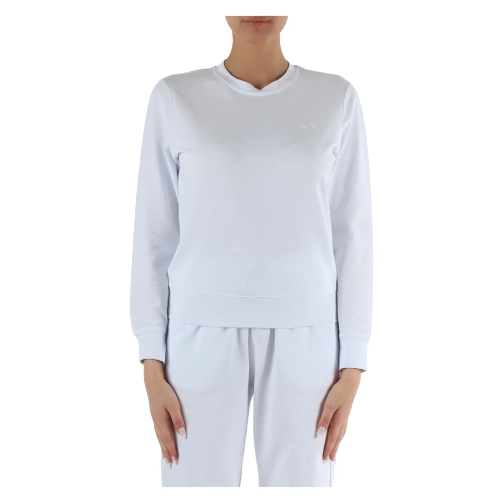 Sun68 Katoenen Piqué Sweatshirt met Strass Logo White Dames