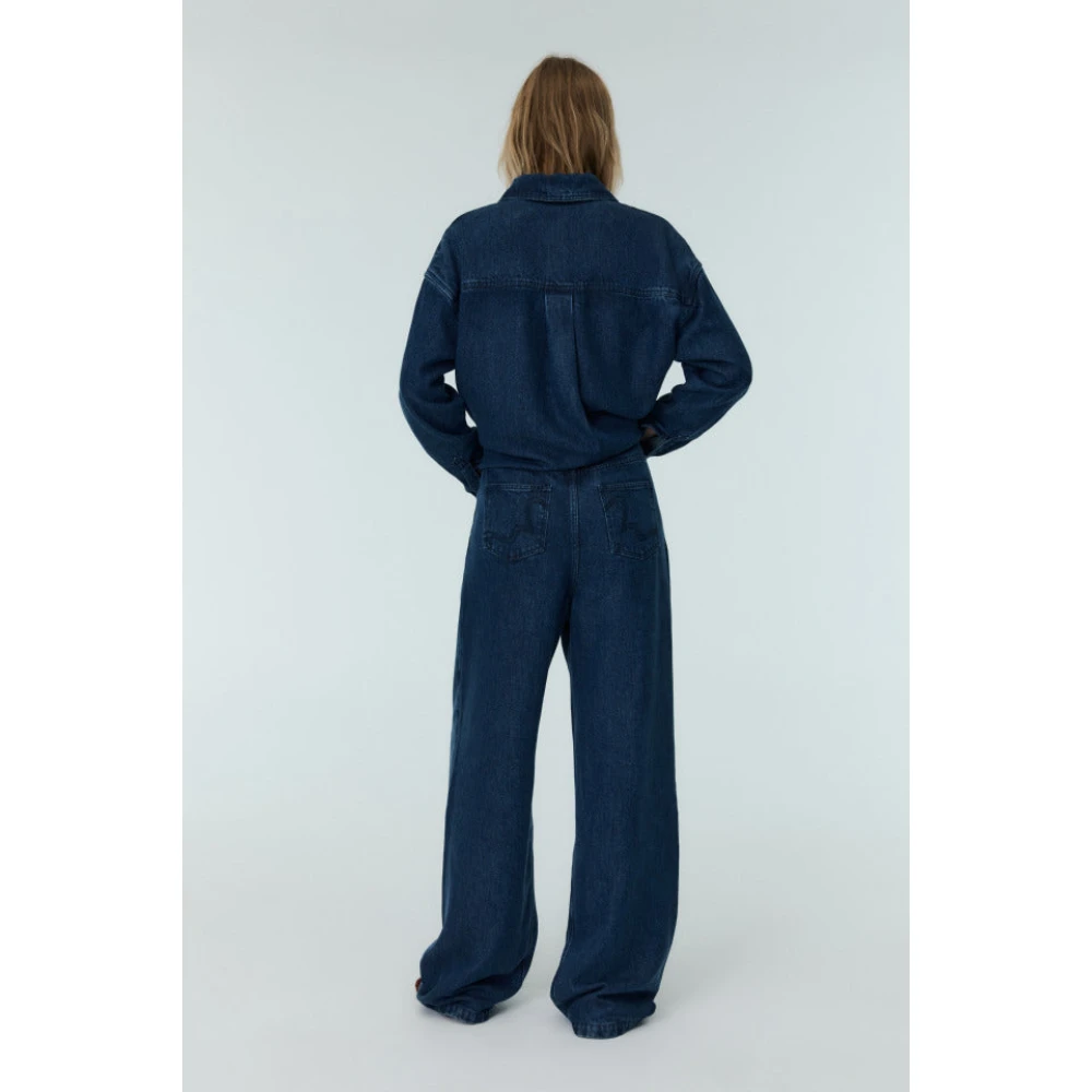 The New Society Lyocell Straight Fit Broek Blue Dames