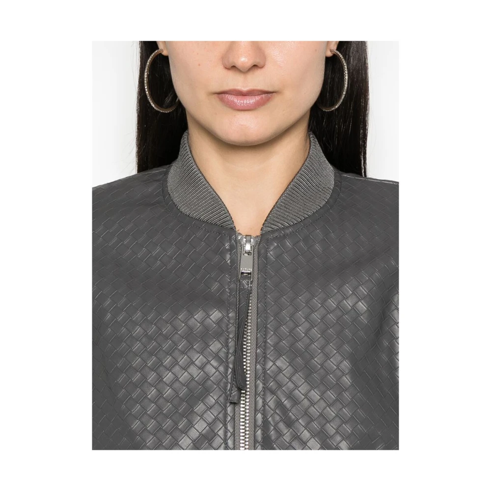 Rotate Birger Christensen Gevlochten Cropped Jas Gray Dames