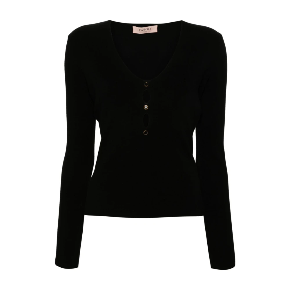 Twinset Zwarte Kristalversierde Trui Black Dames