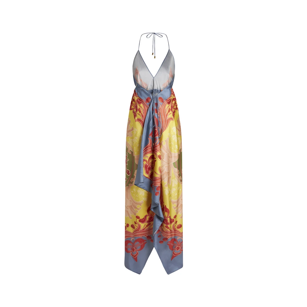 ETRO Gele Zijden Twill Asymmetrische Jurk Multicolor Dames