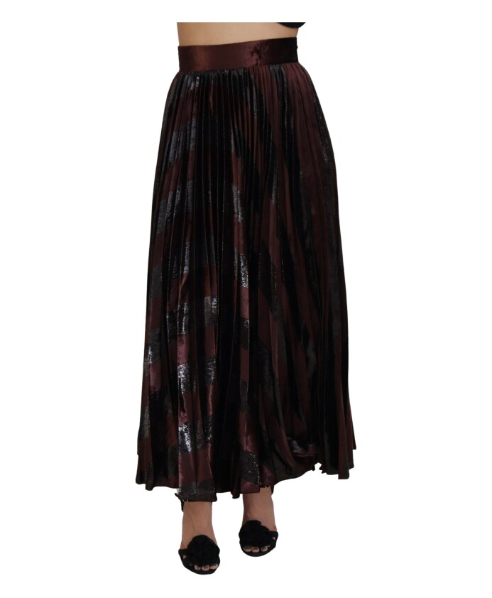 brown-polyester-high-waist-a-line-maxi-skirt