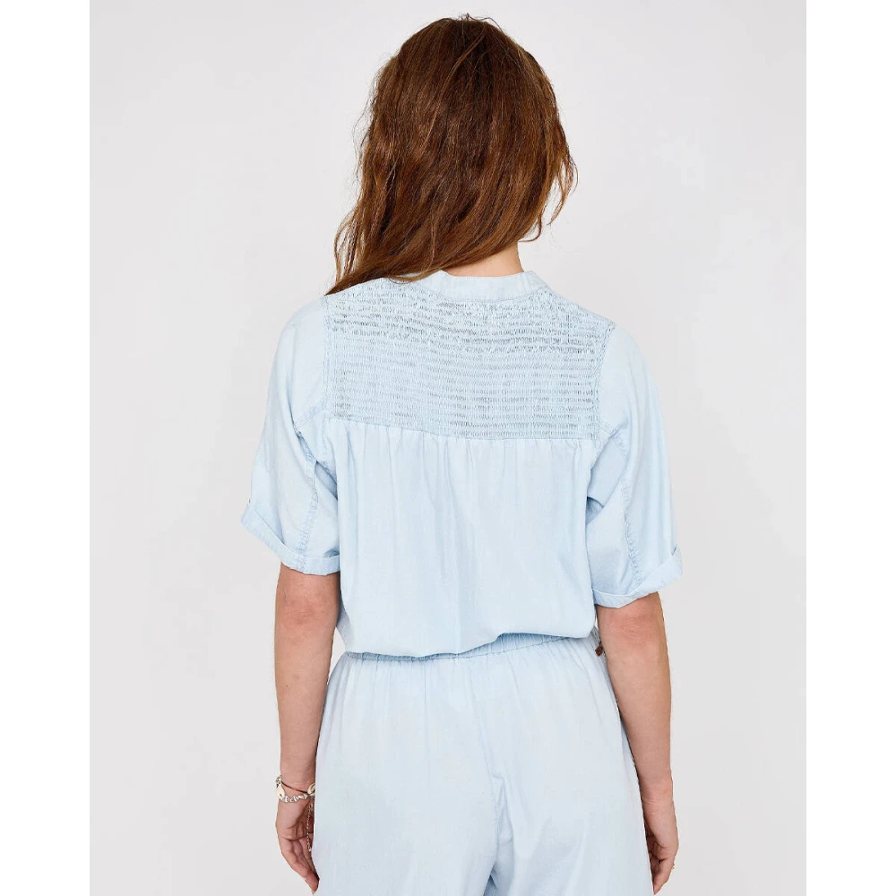 Moscow Korte Mouw Blouse Willy Blue Dames