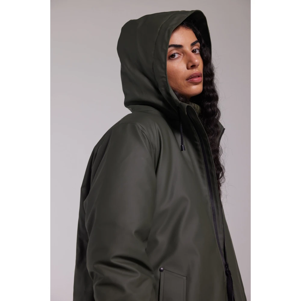 Stutterheim Warm A-Line Regenjas voor Vrouwen Green Dames