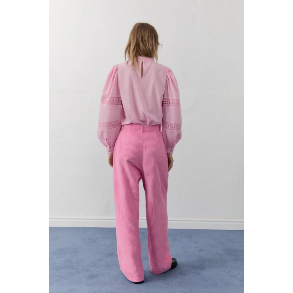 The New Society Corduroy Straight Cut Pants Pink Dames