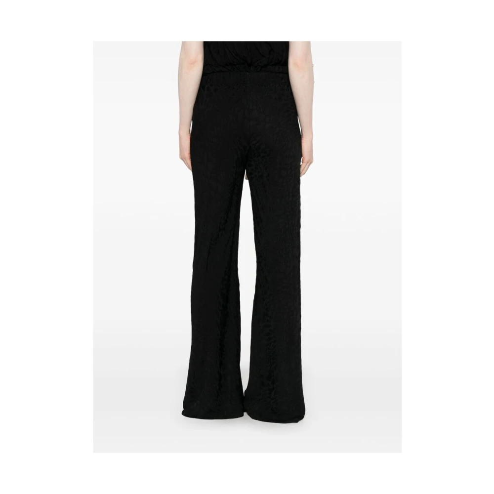 Siedrés Zwarte Jacquard Strik Detail Rechte Pijp Broek Black Dames