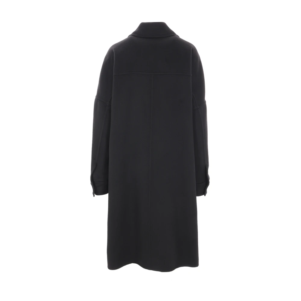 Max Mara Zwarte Kasjmier Oversized Jas Black Dames