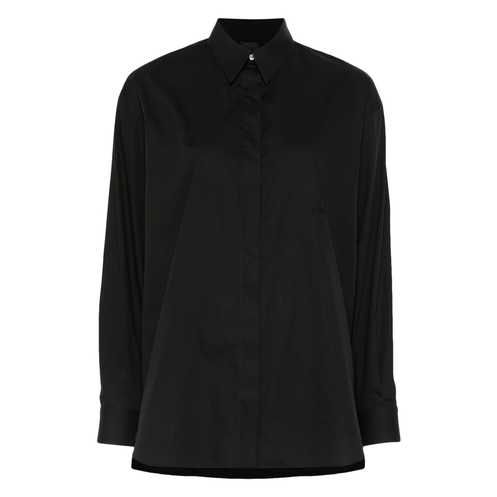 Pinko Casual Langemouw Zwart Katoenen Shirt Black Dames