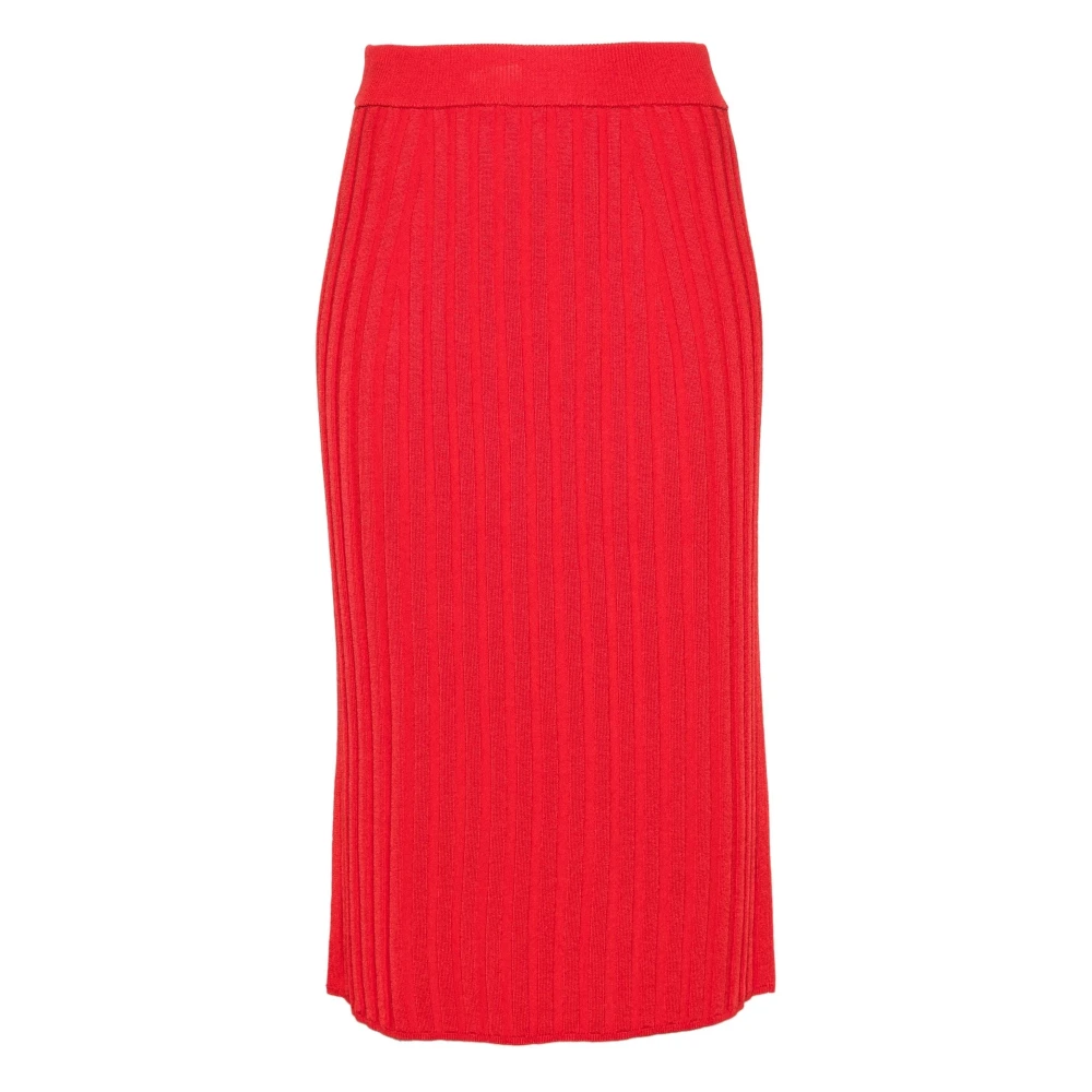 Joseph Red Satin Rib Skirt - Female - Midi Skirts - Xs - Skirts