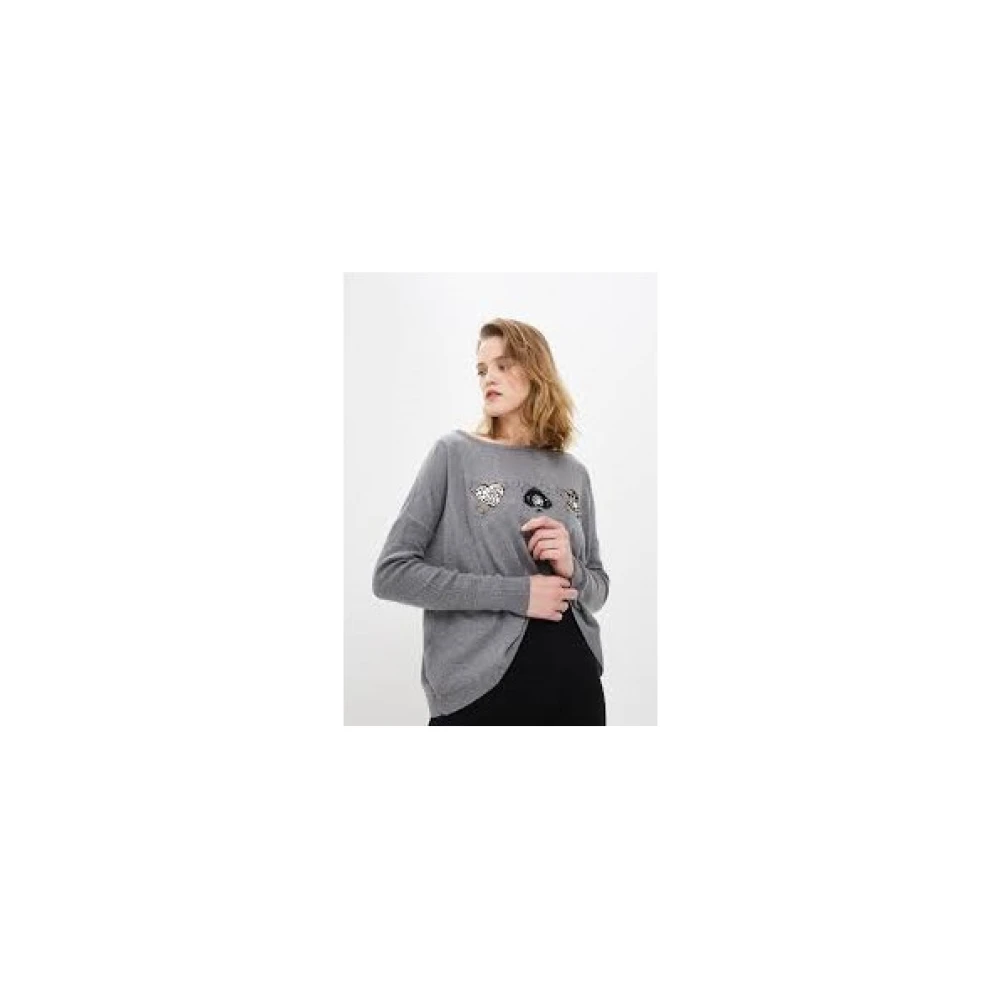 Liu Jo Gemengde Wol Boothals Trui Gray Dames