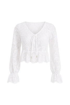 Blus i spets med snörning