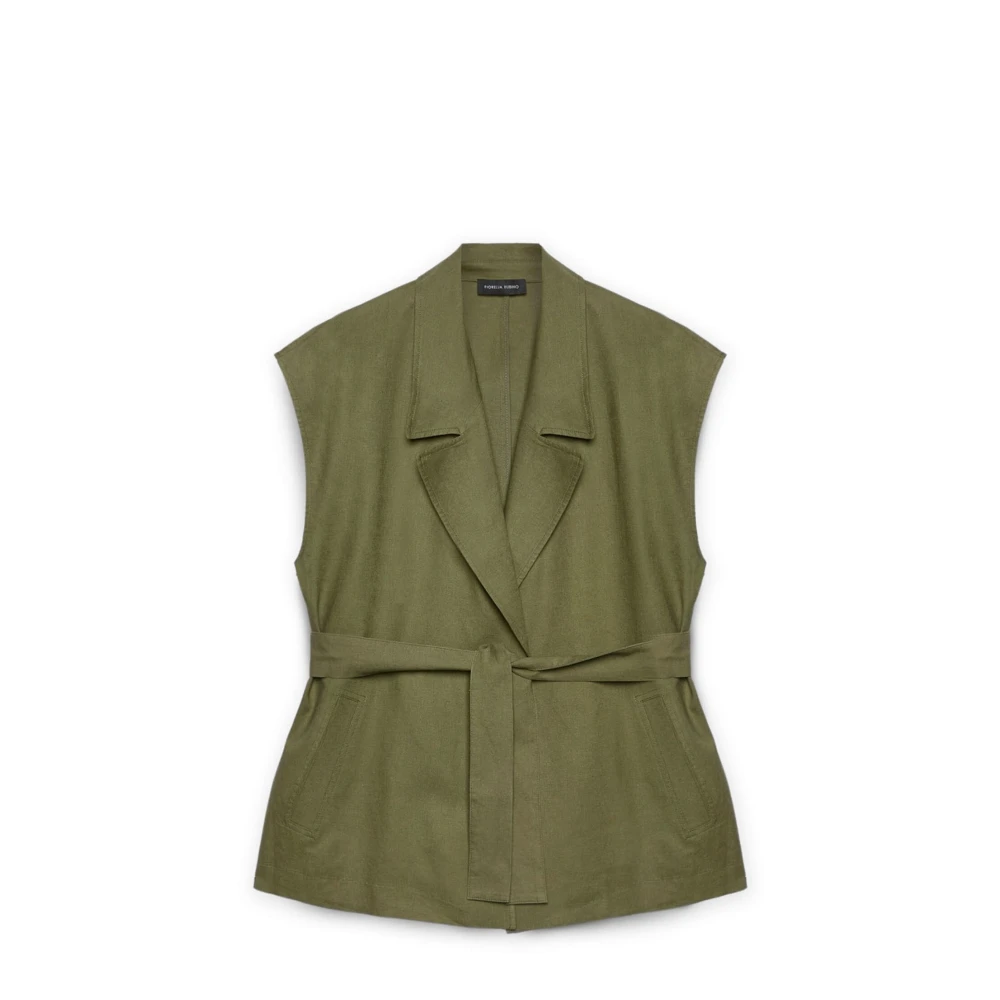 Fiorella Rubino Mouwloze Linnen en Viscose Blazer Green Dames