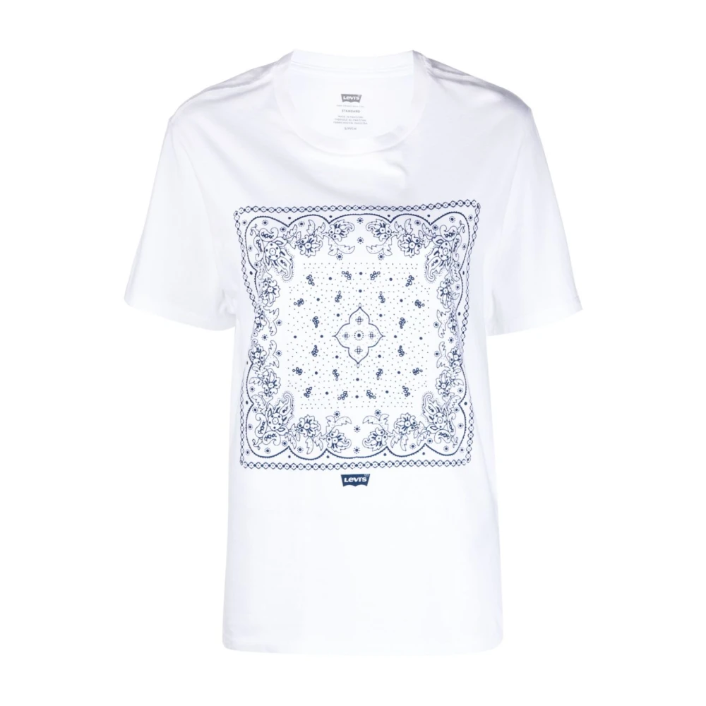 Levi's Bandana Print Katoenen T-Shirt White Dames