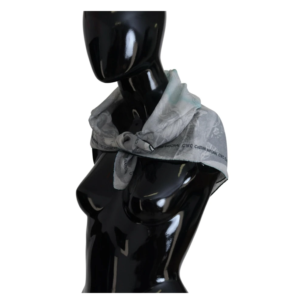 Costume National Luxe Grijs Logo Vierkante Sjaal Gray Dames