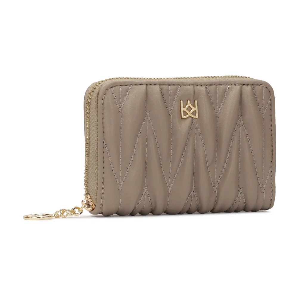 Kazar Kleine portemonnee met opvallend quilten en rits Beige Dames