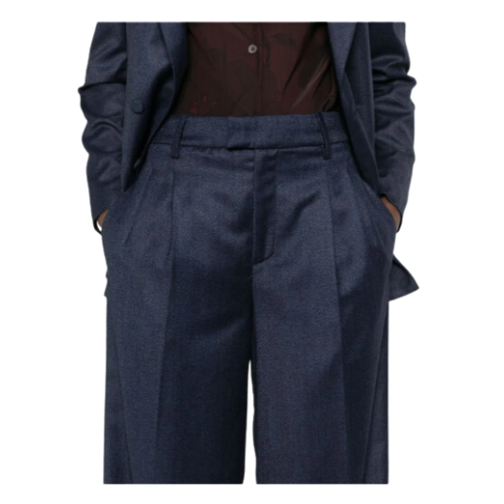Federica Tosi Navy Geplooide Broek Blue Dames
